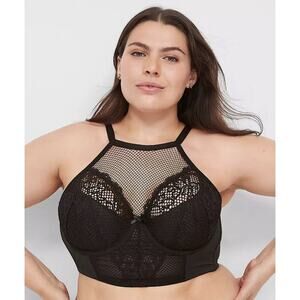 Cacique Women’s 40C Black Lace French Balconette Bra Lightly Lined NEW